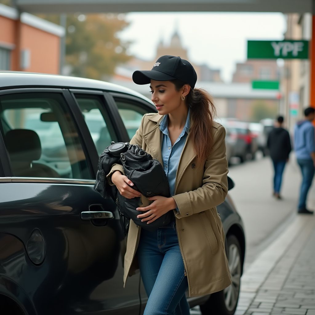 Conductora cargando GNC